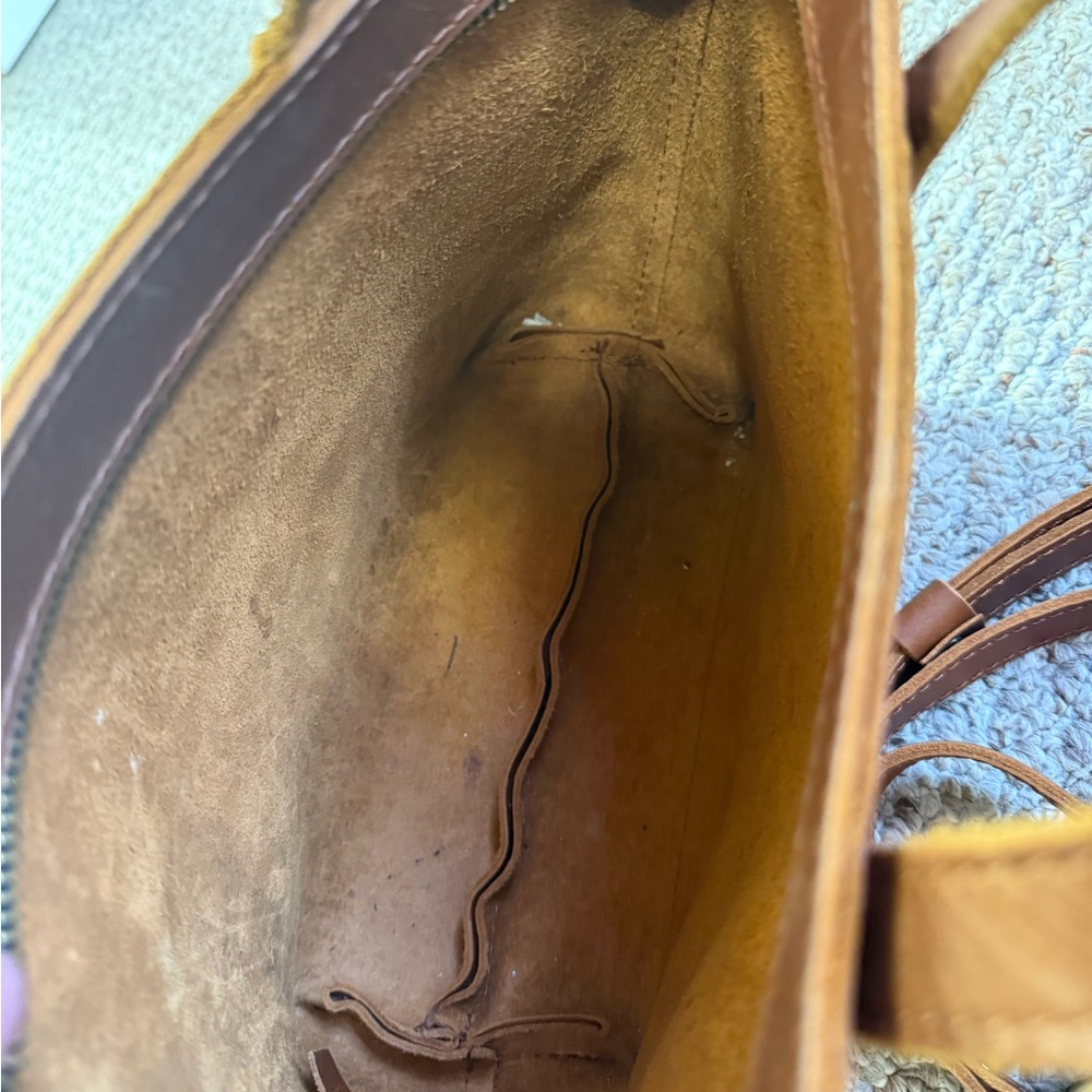 Portland Leather Mini Crossbody Tote Bag (honey) with Fortune Cookie Pouch - Picture 4 of 12